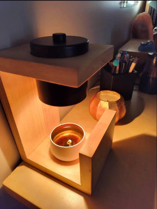 Nordic Wooden Candle Warmer Lamp
