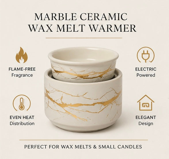 Marble Ceramic Wax Melt Warmer | 3-in-1 Home Fragrance Decor