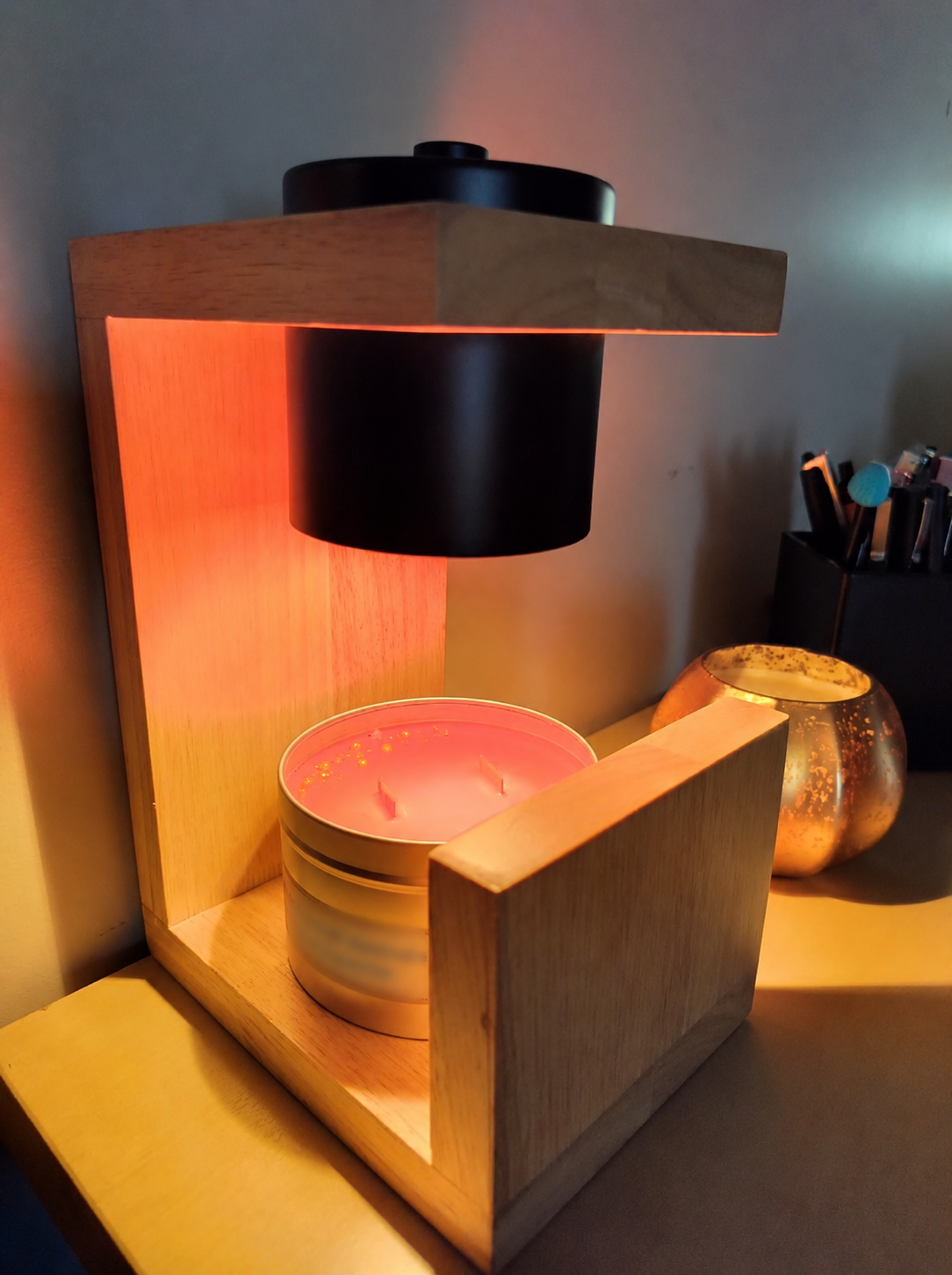 Nordic Wooden Candle Warmer Lamp