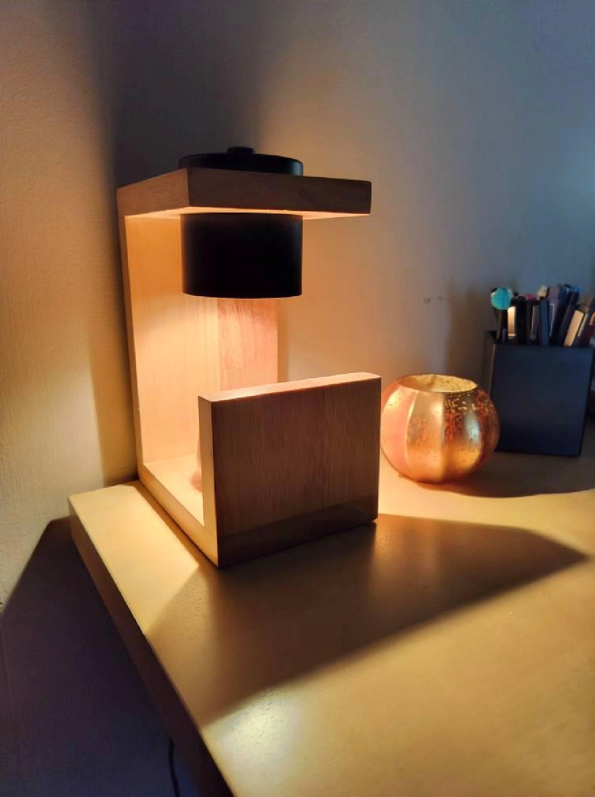Nordic Wooden Candle Warmer Lamp