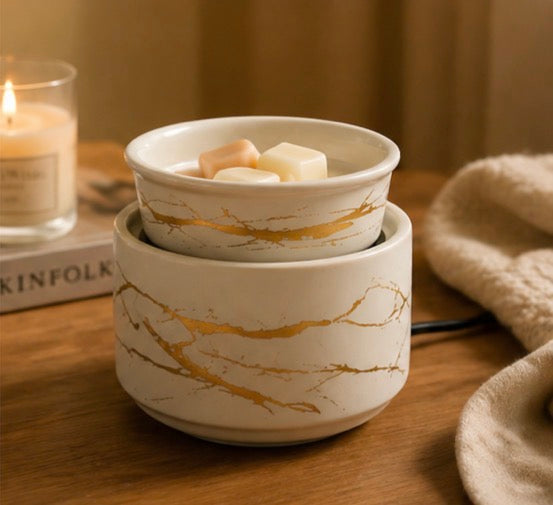 Marble Ceramic Wax Melt Warmer | 3-in-1 Home Fragrance Decor