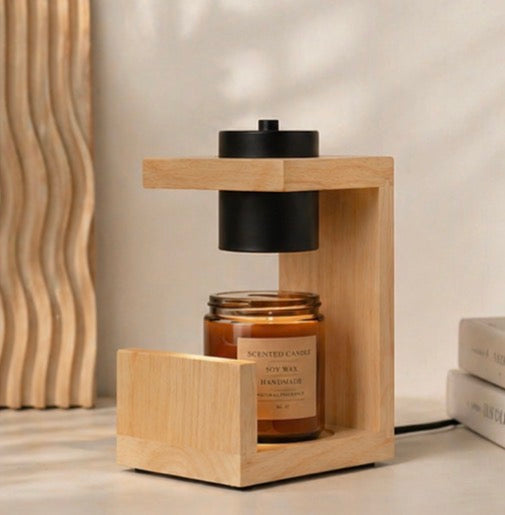Nordic Wooden Candle Warmer Lamp