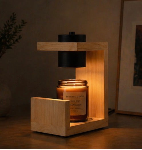 Nordic Wooden Candle Warmer Lamp